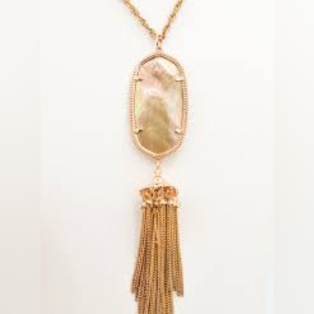 Kendra Scott rayne mother of pearl & abalone rose necklace in rose gold